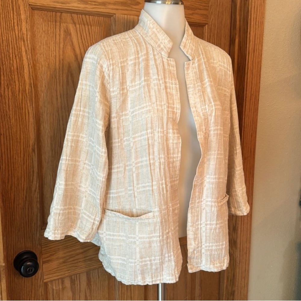Eileen Fisher Cream Linen Open Blazer - Picture 1 of 10